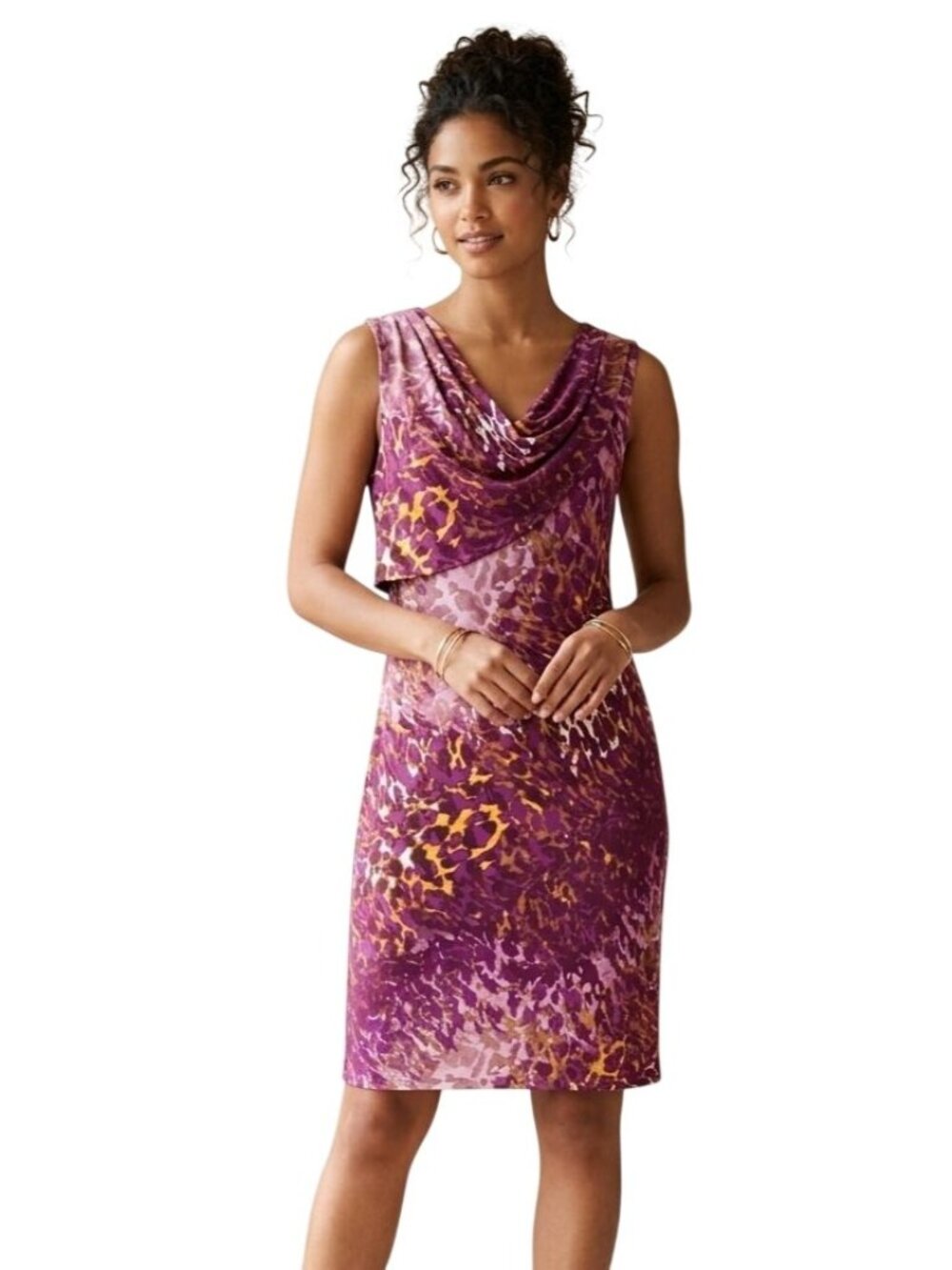 Jones New York Shift Dress Small Sleeveless Animal Print Cowl Neck Mob Wife NEW